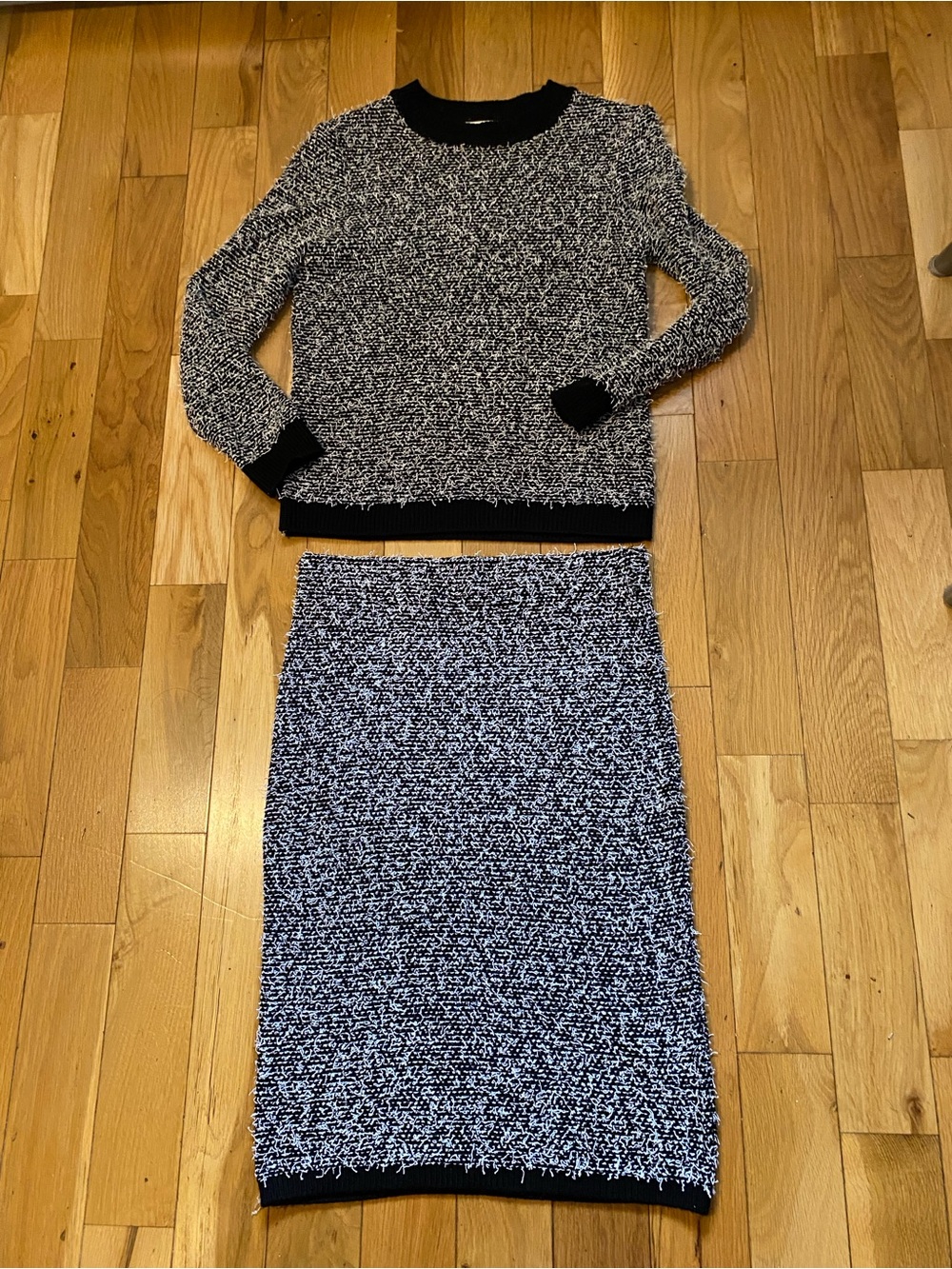 Calvin Klein Black and White Knit Skirt Set